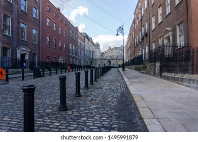 Dublin, Ireland,31st August 2019. The Cobbled Streets Of Henrietta Stree A Street Of Georgian Town Houses Built In The 1700s Which Became A Tenement Slum In The 19th Century.