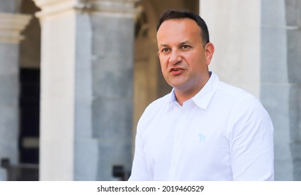 Dublin, July 21, 2021 - Irish Tanaiste ( Vice Prime Minister) Leo Varadkar Speaks To The Media At Dublin Castle.