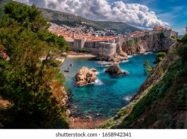 Dubrovnik Castle And City On The Adriatic Sea. Kayak