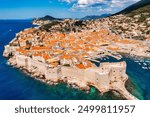 Dubrovnik a city in southern Croatia fronting the Adriatic Sea, Europe. Old city center of famous town Dubrovnik, Croatia. Picturesque view on Dubrovnik old town (medieval Ragusa) and Dalmatian Coast.