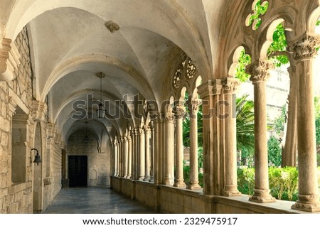 Dubrovnik Dominican Monastery Inner Courtyard, Beautiful Masterpiece of the Gothic Architecture of 15th century