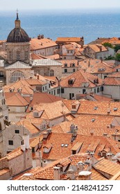 Dubrovnik Seaside Town In Croatia Shot From Above