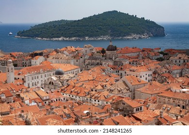 Dubrovnik Seaside Town In Croatia Shot From Above