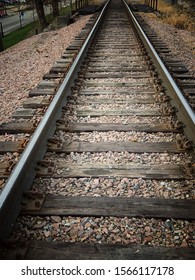 DUBUQUE, IOWA, 11/29/19--Closeup Of Railroad Tracks In The Port Of Dubuque.