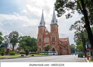 Duc Ba church (Immaculate Conception Cathedral Basilica), Ho Chi Minh city, Viet Nam - May 13, 2017. Editorial: Duc Ba church (Immaculate Conception Cathedral Basilica) in the evening.