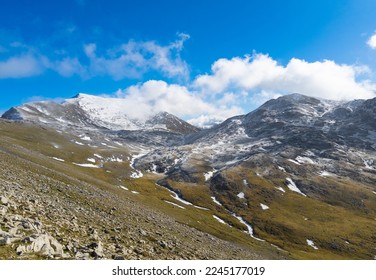 Duchessa lake and Morrone mount (Italy) - The landscape summit with snow of Mount Morrone and Duchessa lake, in the Natural reserve of Duchessa mountains, Lazio and Abruzzo regions. - Shutterstock ID 2245177019