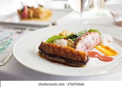duck breast in a fine dining preparation