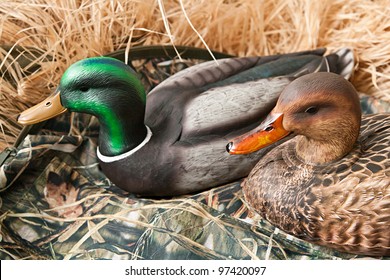 duck decoy with stuffed and some calls