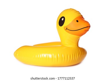 Duck shaped inflatable ring isolated on white. Beach accessory - Shutterstock ID 1777112537