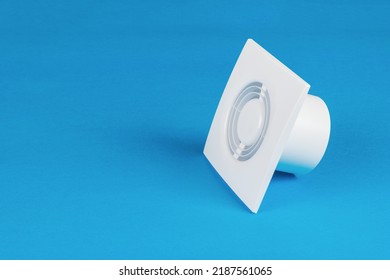 Duct Fan On A Light Blue Background. Minimal Ventilation Concept.