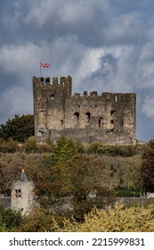 DUDLEY, UK - 2022: Dudley Castle With British Flag Flying