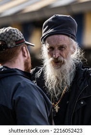 DUDLEY, UK - 2022: Street Photography In Dudley UK With Man With Big White Beard