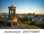 dugald monument at calton hill in edinburgh, scotland, united kingdom