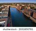 Duisburg city in Germany. Inner Harbor (Innenhafen). Former industrial architecture.