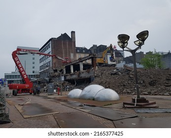 DUISBURG, GERMANY - April 14, 2022 a complete demolition of the old library building in downtown Duisburg