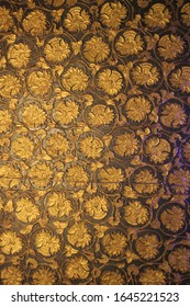 Dull Gold Patterned Ceiling In A Museum