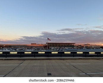 Dulles, VA, USA - 12-03-2021: Washington Dulles International Airport Terminal Building 