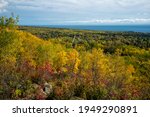 Duluth, Minnesota. Beautiful fall colors in the Superior National forest edging down to Lake Superior in the city of Duluth.