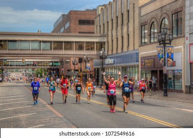 Duluth, Minnesota/ USA -6/17/2017: Grandma's Marathon Is An Annual Marathon Held In Duluth, Minnesota That Starts In Two Harbors And Runs Along The North Shore Of Lake Superior