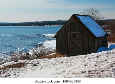 Duluth, Minnesota USA March 2, 2013 Stoney Point Cabin On Lake Superior In Duluth, Minnesota USA.