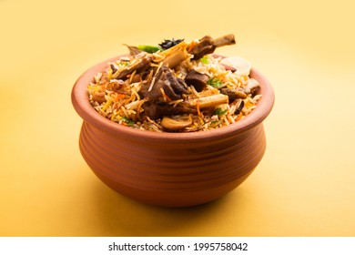 Dum Handi Mutton Biryani or gosht pilaf is prepared in an earthen or clay pot called Haandi or 1 kilo size. Popular Indian non vegetarian food