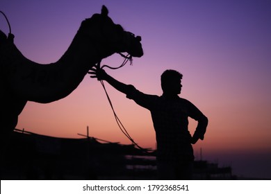 Dumas Surat Gujarat- 24 December 2018 Indian Man Waiting For Customer On Beach 