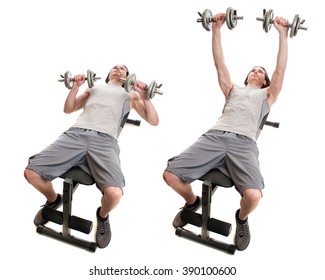 Dumbbell Chest Press Exercise Studio Shot Stock Photo 390100600 ...