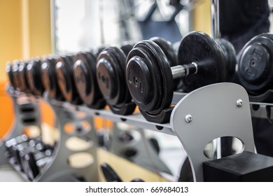 Dumbbells Row In Fitness Center