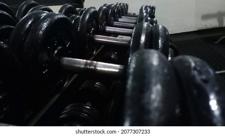 Dumbell Row Set In Gym Room