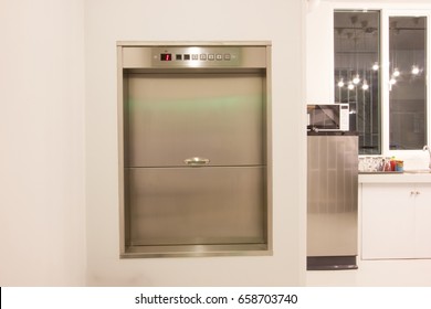 Dumbwaiter Lift Elevator In A Kitchen Of Rich House Used For Carrying Food Or Goods