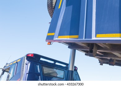 Dump Truck With The Lifted Body Closeup