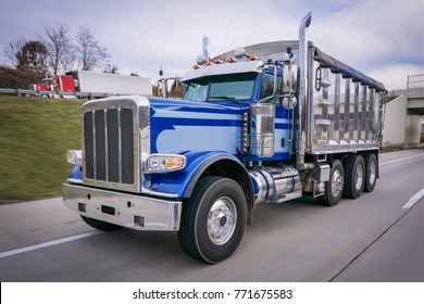 Dump truck on highway