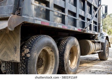 Dump Truck On A Muddy Road