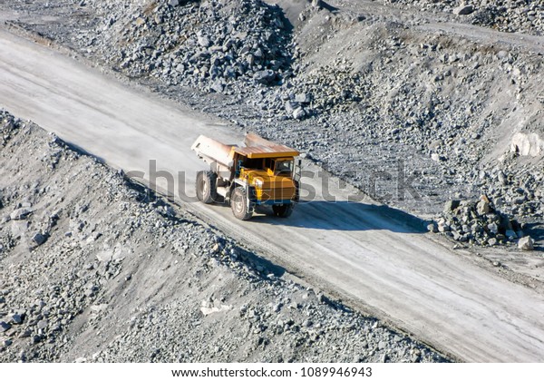 Dump truck at the\
quarry