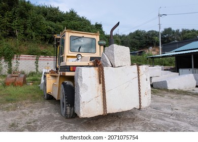 dumper carries ore in a marble quarry