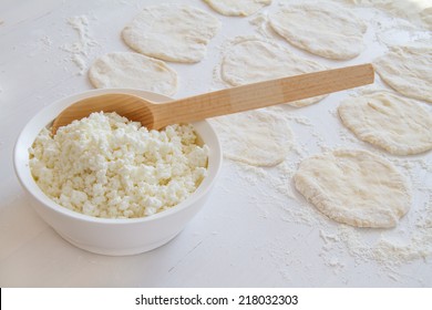 Dumpling Preparation - Dough Circles, Cottage Cheese