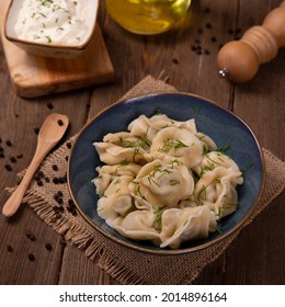 Dumplings In A Blue Plate