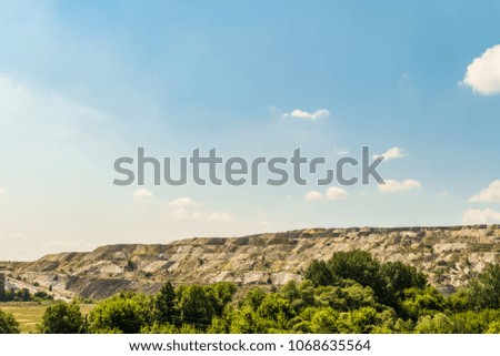 Dumps of processed iron ore. Waste from the iron ore industry. Belgorod region, Russia.