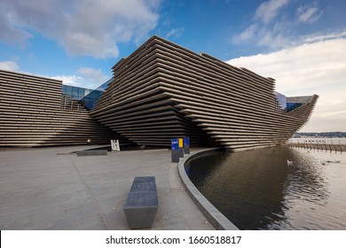 Dundee, Scotland - July 31, 2019: V&A Dundee designed by Kengo Kuma and opened on 18 Sept, 2018 is a first design museum, located in Dundee, Scotland, UK