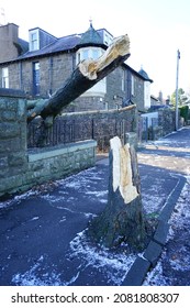 Dundee, Scotland - Nov 27, 2021: High Winds From Storm Arwen Causes Property Damage On Blackness Road