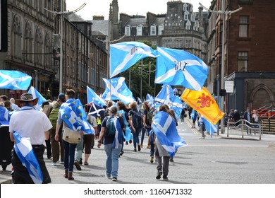 Dundee, Scotland, UK - August 18 2018: All Under One Banner (AUOB) Independence march and rally