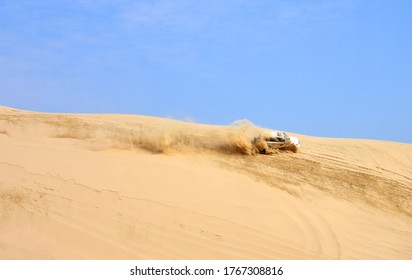 Dune Bashing Off-road Through The Sand Dunes In Doha, Qatar