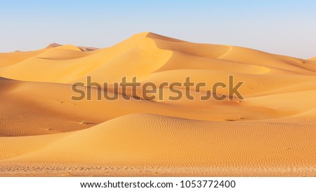 A dune landscape in the Rub al Khali or Empty Quarter. Straddling Oman, Saudi Arabia, the UAE and Yemen, this is the largest sand desert in the world.