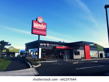 Dunedin, New Zealand. 2017 Feb 16th. Wendy's Hamburger Is The World's Third Largest Burger Fast Food Chain.