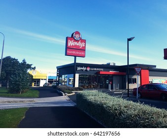 Dunedin, New Zealand. 2017 Feb 16th. Wendy's Hamburger Is The World's Third Largest Burger Fast Food Chain.