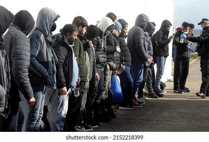 Dungeness, Kent, UK, May 3rd 2022, Migrants Arrive On A Kent Beach After Being Rescued At Sea After Crossing The English Channel. 