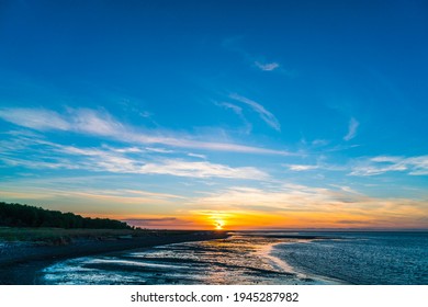 Dungeness National Wildlife Refuge At Sunset,Washington,usa.