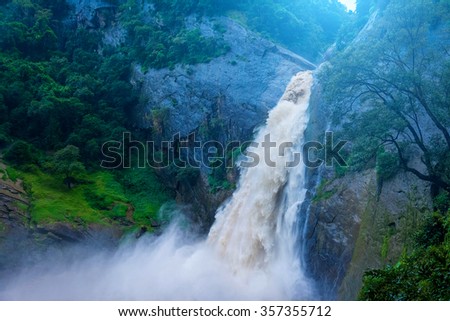 Dunhinda waterfall, Badulla in Sri Lanka after rain