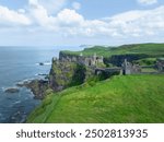 Dunluce Castle in Northern Ireland, one of the largest ruins of a medieval castle in Ireland on the rugged north coast of the island