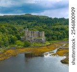 Dunvegan Castle on the Isle of Skye, Scottish Highlands at Loch of Dunvegan in Scotland, UK